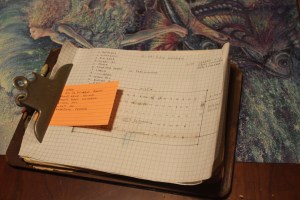 The garden plan clipboard.